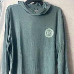 Men's AFTCO Teal Long Sleeve Hooded fishing shirt